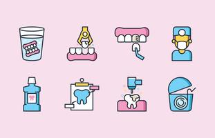 Set di icone di cure dentistiche vettore