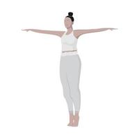 un' donna nel abbigliamento sportivo e si riunirono capelli esegue un' yoga asana su in punta di piedi con sua braccia diffusione a parte vettore