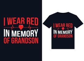 io indossare rosso nel memoria di nipote illustrazioni per pronti per la stampa magliette design vettore