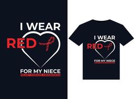 io indossare rosso per mio nipote cuore malattia consapevolezza illustrazioni per pronti per la stampa magliette design vettore