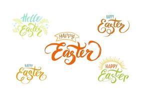 impostato lettering - contento Pasqua, Ciao Pasqua. vacanza etichetta impostato calligrafia vettore illustrazione.