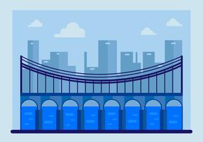 Blue Bridge with Guardrail Vector