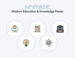moderno formazione scolastica e conoscenza energia linea pieno icona imballare 5 icona design. microsope. medico. aula . laboratorio. tubo vettore