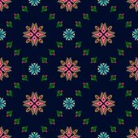 ikat pixel paisley etnico senza soluzione di continuità modello decorazione design. azteco tessuto tappeto boho mandala tessile sfondo. tribale nativo motivo ornamenti africano americano popolare tradizionale ricamo vettore