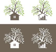 vettore logo design di un' alberi e piccolo Casa
