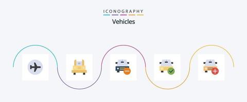 veicoli piatto 5 icona imballare Compreso completare. macchina. trasporto. veicoli. Di meno vettore