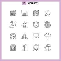 16 universale schema segni simboli di uomo stella opuscolo spazio tri modificabile vettore design elementi