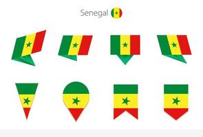 Senegal nazionale bandiera collezione, otto versioni di Senegal vettore bandiere.