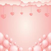 carta tagliare concetto palloncini su il cielo. vettore arte e illustrazione di amore e san valentino, digitale carta mestiere stile. carta arte di rosa sfondo. per contento Da donna, di madre, San Valentino giorno,