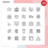 mobile interfaccia linea impostato di 25 pittogrammi di parete dipingere pc video dispositivo computer modificabile vettore design elementi