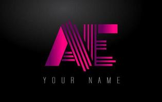 ae magenta Linee lettera logo. creativo linea lettere vettore modello.