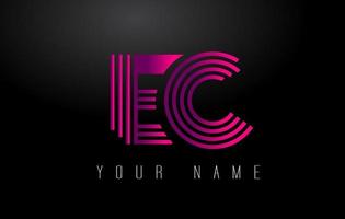 ec magenta Linee lettera logo. creativo linea lettere vettore modello.