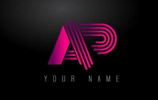 ap magenta Linee lettera logo. creativo linea lettere vettore modello.