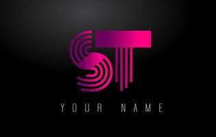 st magenta Linee lettera logo. creativo linea lettere vettore modello.