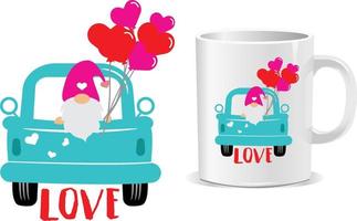 amore gnomo auto contento San Valentino giorno citazioni design vettore