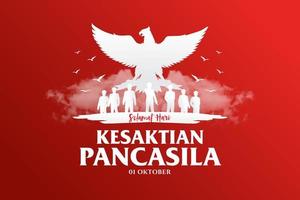 indonesiano vacanza Pancasila giorno illustrazione.traduzione, ottobre 01, commemorazione di il Pancasila santità giorno vettore