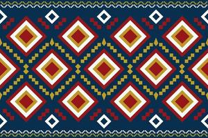 etnico tessuto modello geometrico stile. sarong azteco etnico orientale modello tradizionale buio Marina Militare blu sfondo. astratto, vettore, illustrazione. uso per trama, abbigliamento, avvolgimento, decorazione, tappeto. vettore