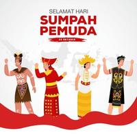 vettore illustrazione. selamat hari sumpah pemuda. traduzione contento indonesiano gioventù impegno