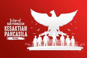 indonesiano vacanza Pancasila giorno illustrazione.traduzione, ottobre 01, commemorazione di il Pancasila santità giorno vettore