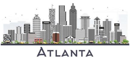 atlanta Georgia Stati Uniti d'America città orizzonte con grigio edifici isolato su bianca. vettore