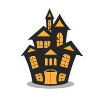Halloween Casa silhouette con illuminato finestre. isolato su bianca sfondo. vettore illustrazione