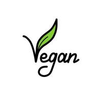 vegano disegnato a mano testo verde vettore lettering illustrazione.