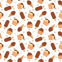 cioccolato senza soluzione di continuità modello design con choco decorazione nel modello mano disegnato cartone animato illustrazione vettore