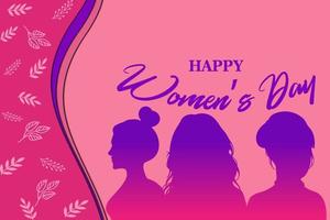 testo contento Da donna giorno, con un' silhouette Immagine di tre bellissimo donne. forte e coraggioso ragazze supporto ogni Altro. sorellanza e amicizia di donne vettore