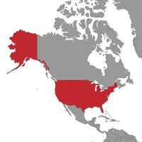 Stati Uniti d'America su mondo mappa.vettore illustrazione. vettore