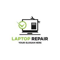 il computer portatile riparazione logo modello con bianca sfondo. adatto per il tuo design bisogno, logo, illustrazione, animazione, eccetera. vettore