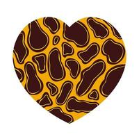 il cuore è leopardo Stampa nel il stile di il anni 90. leopardo pelle. macchie. vettore isolato illustrazione su un' bianca sfondo.