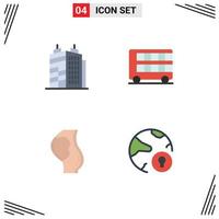 moderno impostato di 4 piatto icone pittogramma di edificio incinta autobus Londra ostetricia modificabile vettore design elementi