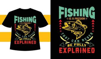 design t-shirt da pesca vettore