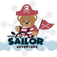 vettore carino marinaio orso cartone animato design