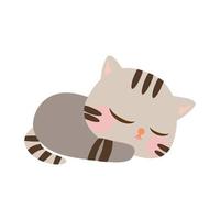 carino cartone animato poco bambino gatto icona. gatto addormentato su il pavimento. gatto con grigio colore. cartone animato illustrazione, vettore, eps10 vettore