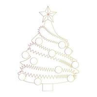 carino Natale albero con decorazione . isolato su bianca sfondo, piatto disegno, eps10 vettore, linea arte vettore