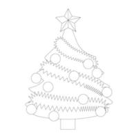 carino Natale albero con decorazione . isolato su bianca sfondo, piatto disegno, eps10 vettore, linea arte vettore