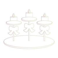 carino cartone animato Vintage ▾ decorativo candelieri con nastro. candelabro con tre candele. isolato su bianca sfondo, piatto disegno, linea arte, eps10 vettore