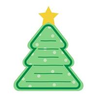 carino Natale albero con oro stella. promemoria Nota modello per testo. isolato su bianca sfondo, piatto disegno, eps10 vettore