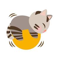 carino cartone animato poco bambino gatto icona. gatto giocando con sfera, filato e lana vergine. gatto con grigio colore. cartone animato illustrazione, vettore, eps10 vettore