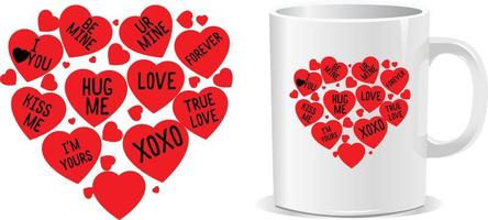 cuore contento San Valentino giorno citazioni boccale design vettore