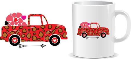 amore camion contento San Valentino giorno boccale design vettore