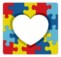 autismo consapevolezza puzzle cuore illustrazione vettore