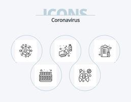 coronavirus linea icona imballare 5 icona design. batterio. malware. corona virus. infezione. soggiorno vettore