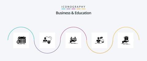 attività commerciale e formazione scolastica glifo 5 icona imballare Compreso Rispondere. consultazione. proteggere. mano. famiglia vettore