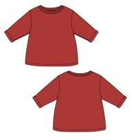lungo manica t- camicia cime tecnico moda piatto schizzo vettore illustrazione modello per bambini.