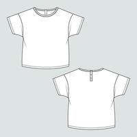 corto manica t- camicia cime tecnico moda piatto schizzo vettore illustrazione modello per bambini.