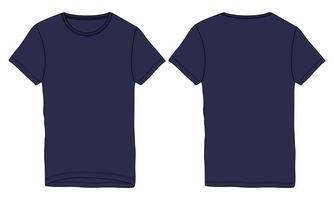 corto manica maglietta tecnico moda piatto schizzo vettore illustrazione modello davanti e indietro visualizzazioni.