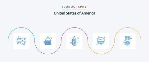 Stati Uniti d'America blu 5 icona imballare Compreso militare. distintivo. bottiglia. premio. cartello vettore