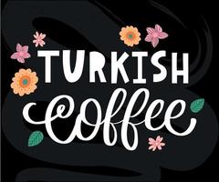 logo vettoriale della lettera del caffè turco, tipografia, segno in bianco e nero. poster pubblicitario o design del modello. logotipo di lettere moderne, insegna del caffè. elementi di design. illustrazione vettoriale.